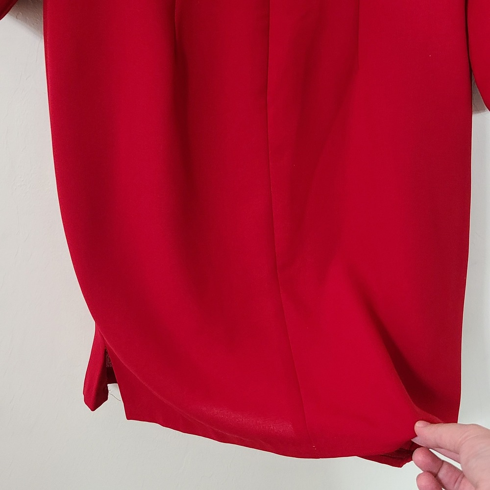 Vintage Red Gold Womens 12 Dress Suit Holiday Festive Romantic Studded Office - Picture 10 of 11